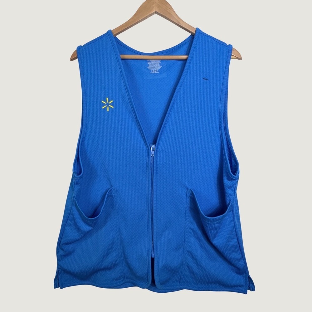 Walmart Vest Medium Blue Associate Uniform Zip Up Workwear Halloween Costume